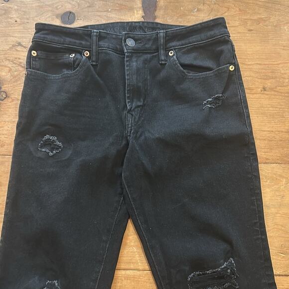 Mens. American Eagle Airflex Black Distressed Jeana Size 31 - Picture 4 of 14